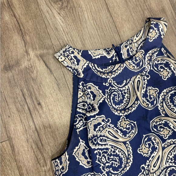 Ann Taylor Loft Blue Paisley Sleeveless Dress Lined Size 10 Casual Office - Picture 4 of 7